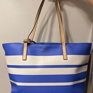 Kate Spade Ryan Blue and White striped open top tote